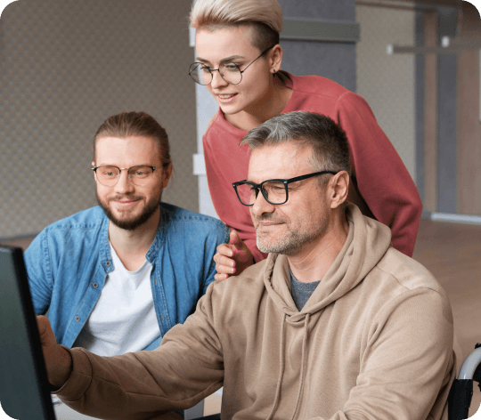 Expert team collaborating on tailored tech solutions